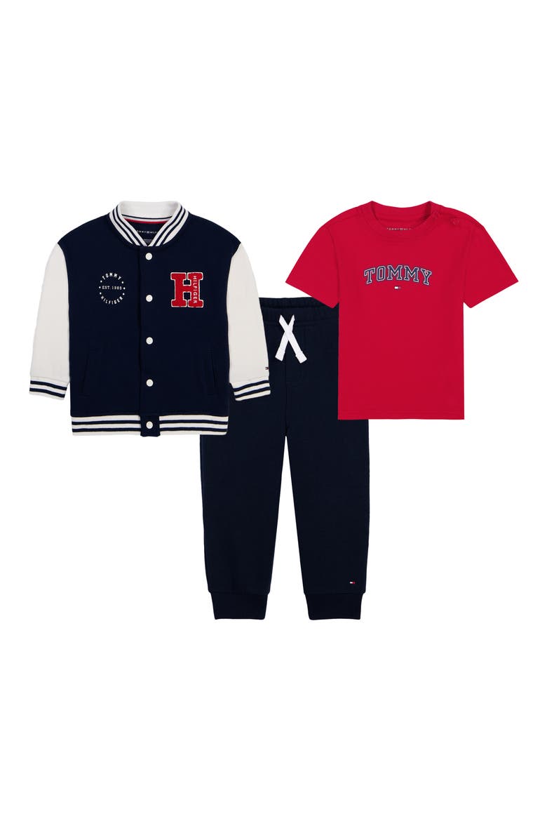 Kids' 3-Piece Bomber Jacket Set, Main, color, NAVY RED
