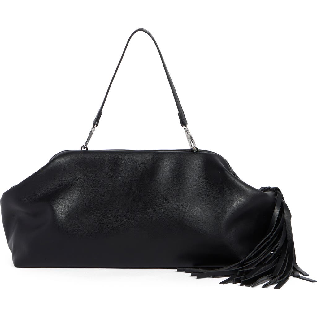 Bcbg Oversize Fringe Shoulder Bag In Black