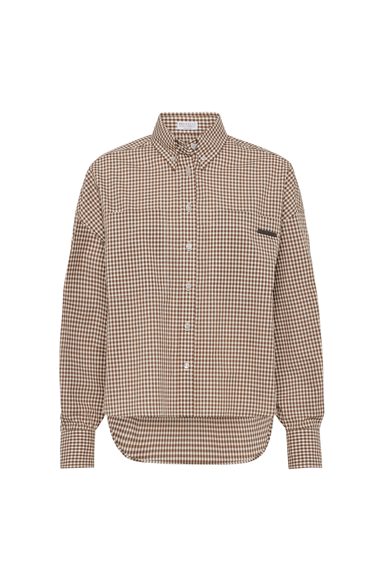 Brunello Cucinelli Checked poplin shirt, Main, color, Brown