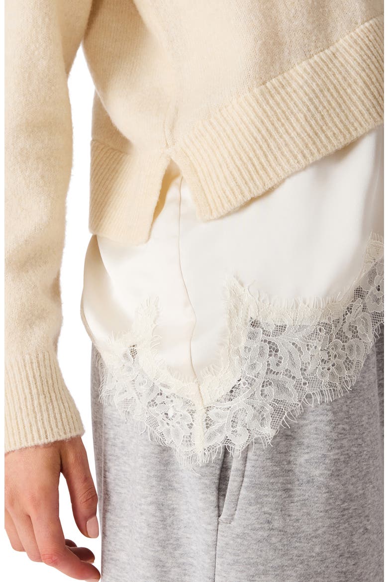 Aries Lace Hem Sweater, Alternate, color, CREAM