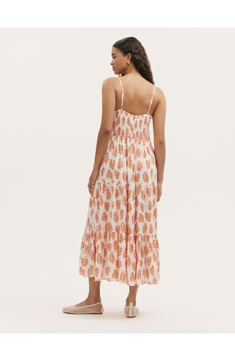 Finery London Emmie Cotton Strappy Midi Tiered Dress, Alternate, color, Ivory Woodblock
