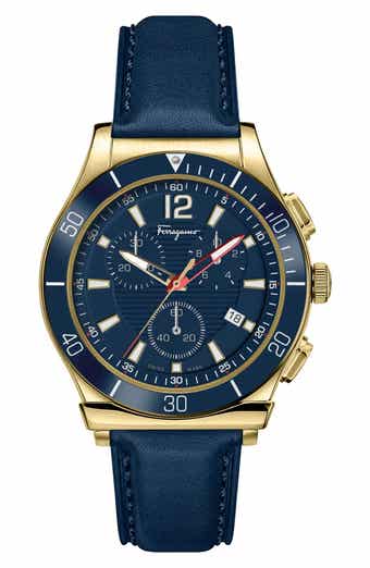 【FERRAGAMO】Ora Chronograph Watch ブルー文字盤 40mm FERRAGAMO Ora Chronograph Bracelet Watch, 40mm | Nordstromrack