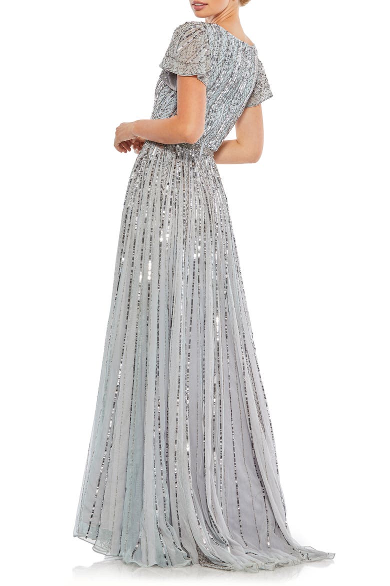 Stripe Sequin Embellished Evening Gown, Alternate, color, SLATE BLUE