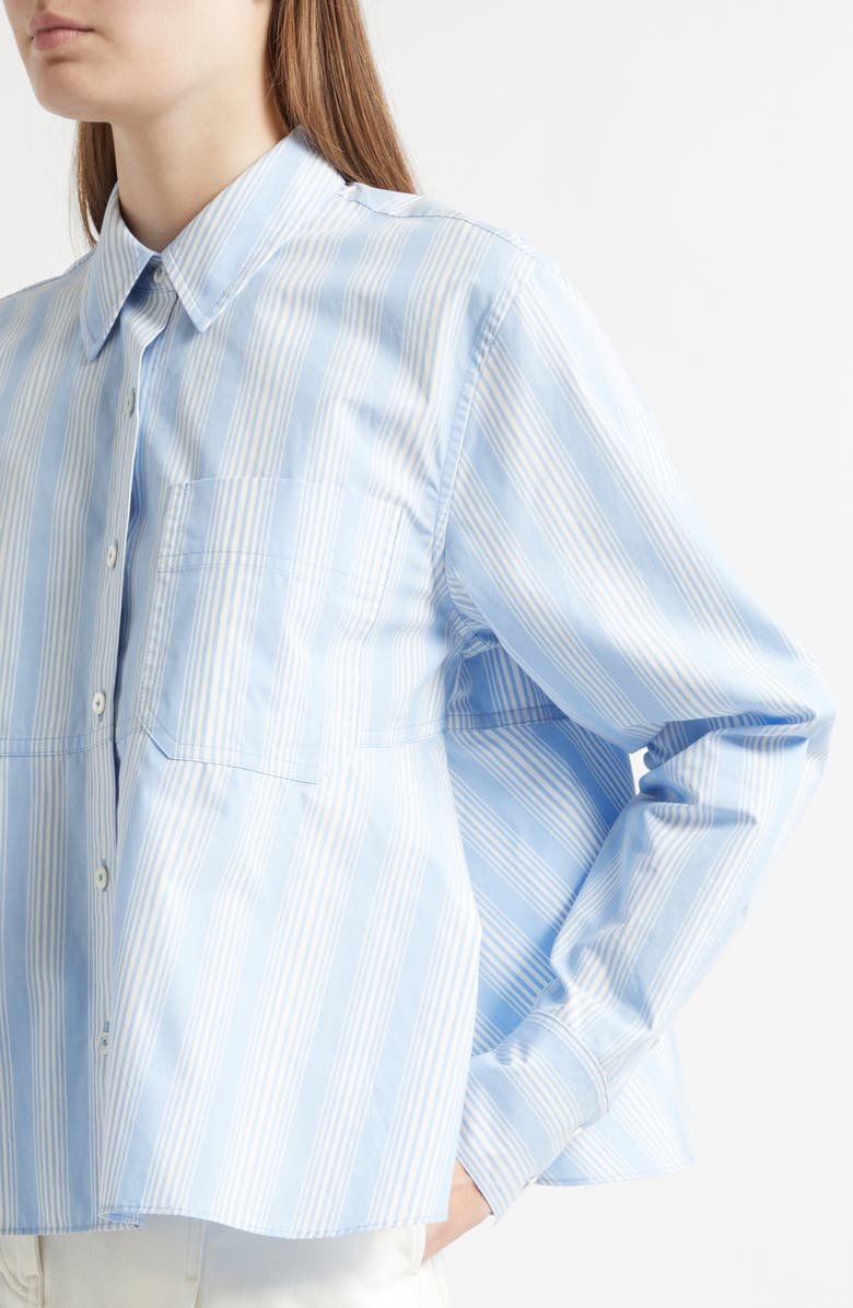 3.1 Phillip Lim Button-Up Flounce Stripe Shirt, Alternate, color, Airy Blue Multi