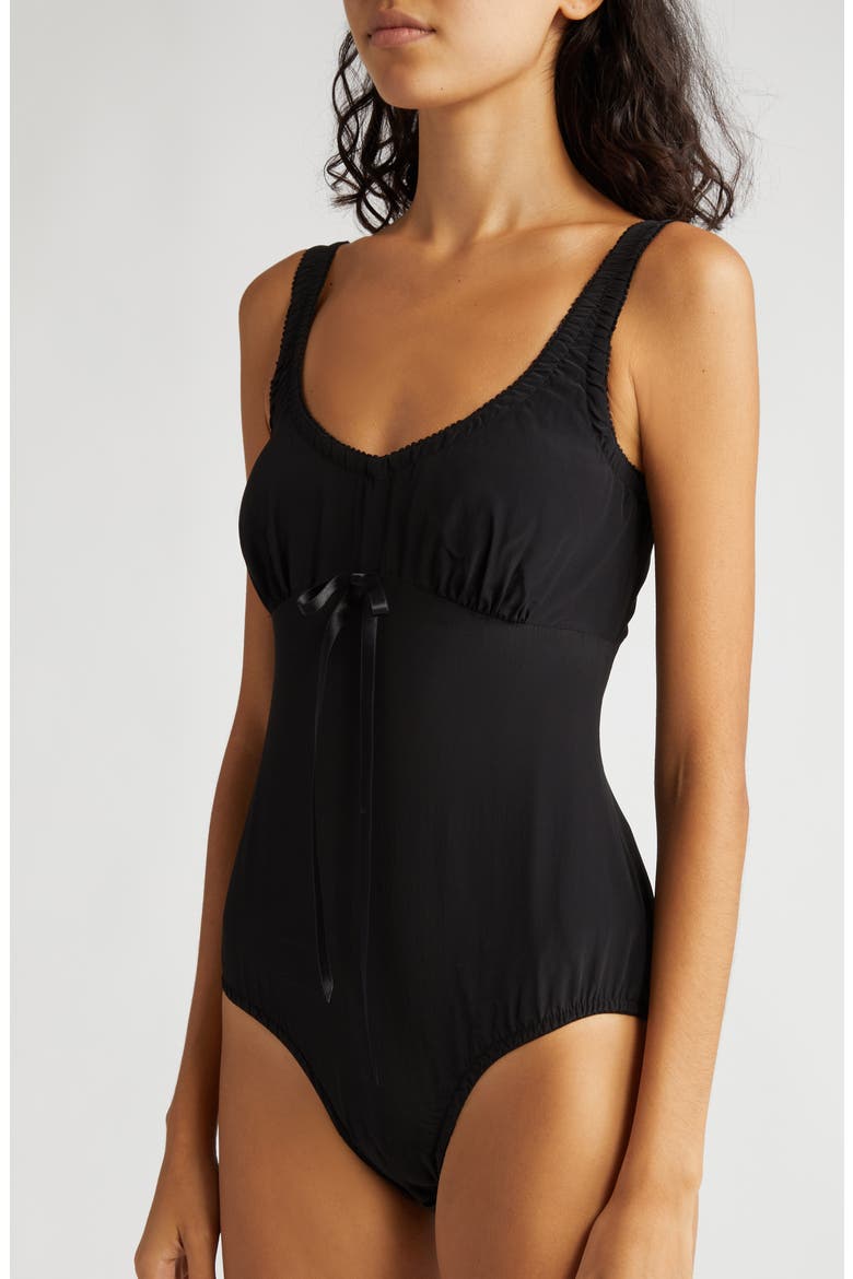 Bow Detail Bodysuit, Alternate, color, BLACK