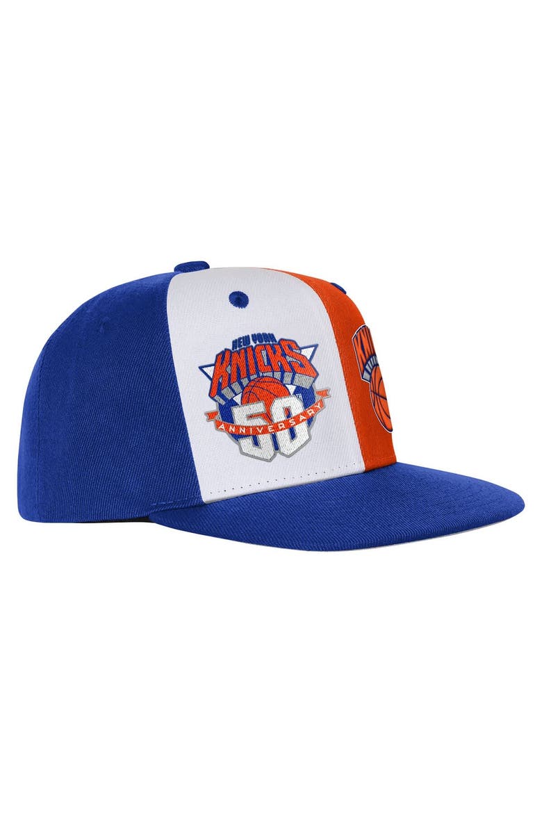 Youth Mitchell & Ness Blue New York Knicks 50th Anniversary Duo Front Snapback Hat, Alternate, color, Blue