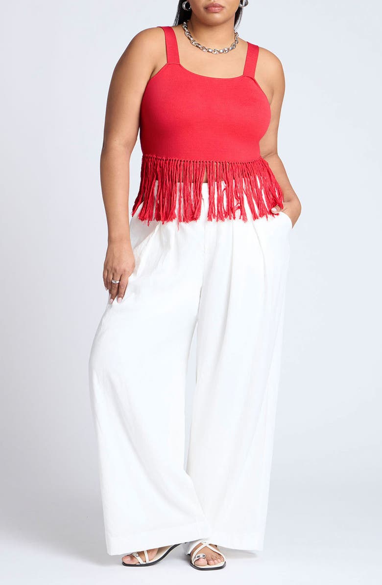 ELOQUII Fringe Crop Sweater Tank, Alternate, color, 