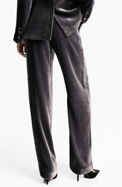 Mango Silvie Straight Leg Velvet Trousers In Silver