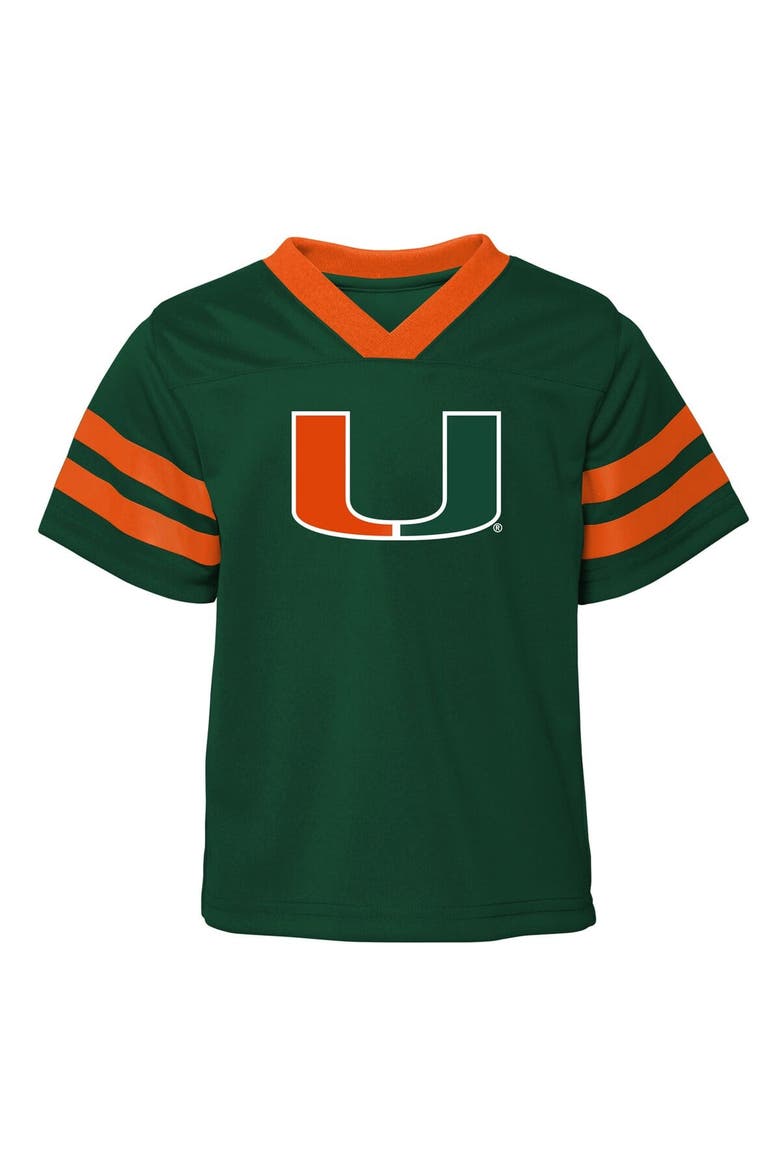 Toddler Outerstuff Green/Orange Miami Hurricanes Red Zone Two-Piece V-Neck Top and Pants Set, Alternate, color, Green
