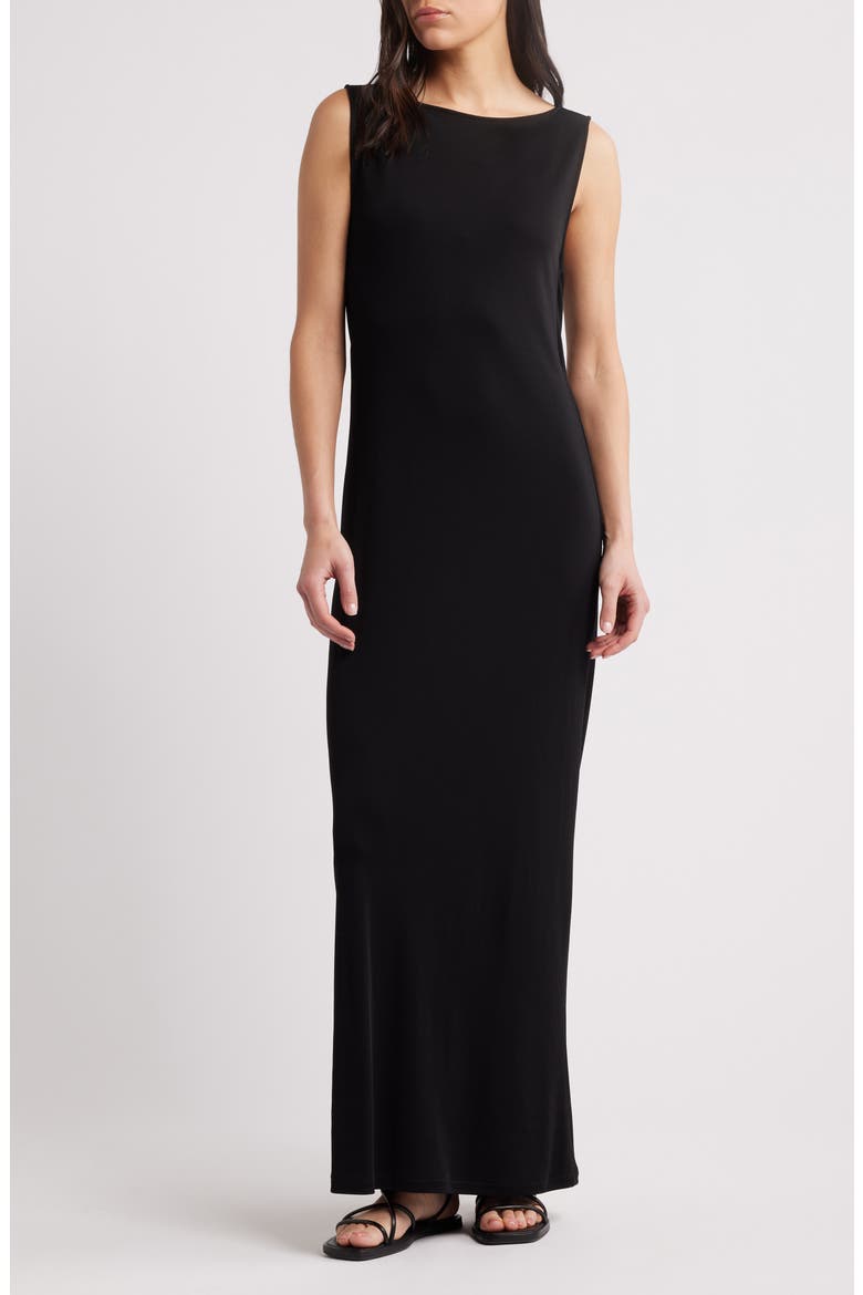 Drape Sleeveless Cutout Maxi Dress, Main, color, BLACK