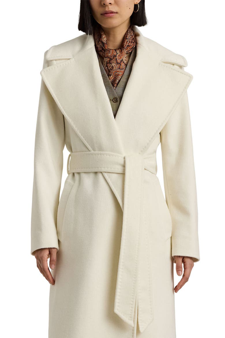 Belted Wool Blend Wrap Coat, Alternate, color, MODA CREAM