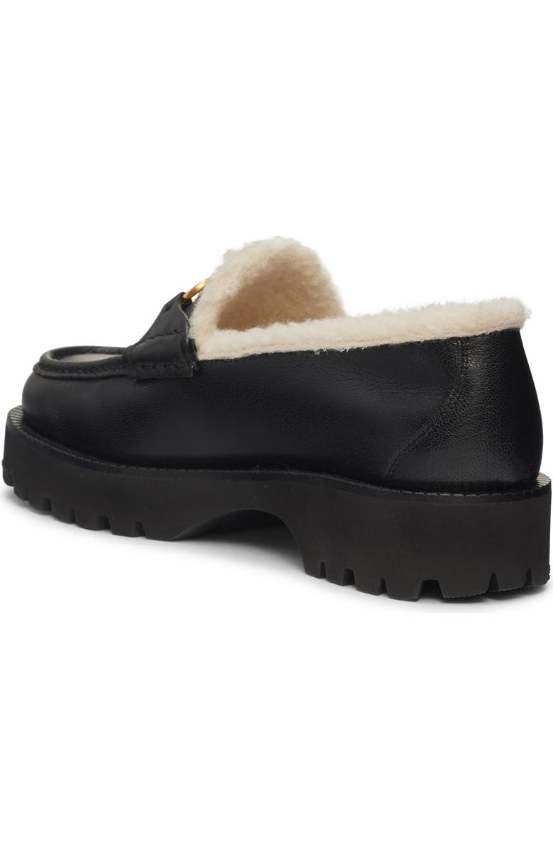 Valentino Garavani VLOGO Signature Genuine Shearling Lined Platform Loafer, Alternate, color, 0Ni Nero/Bianco