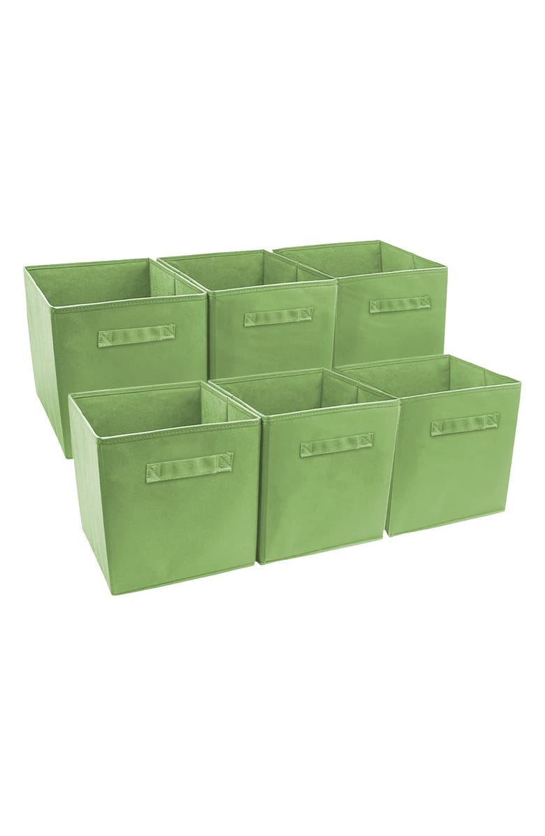 SORBUS Green Foldable Storage Cube Basket Bin - Pack of 6, Main, color, Green