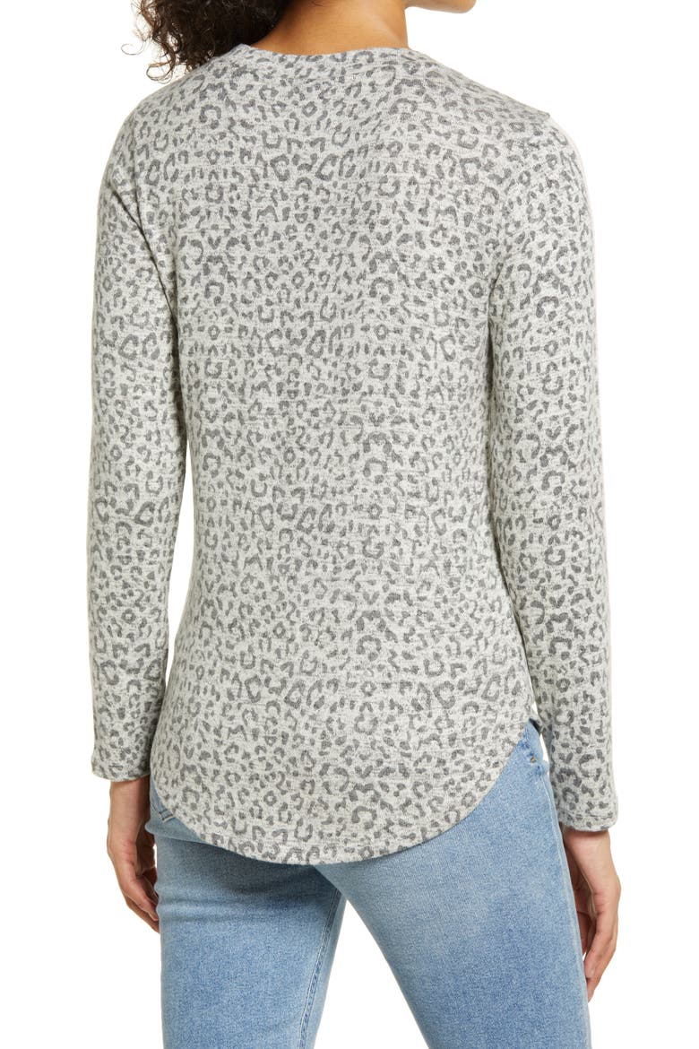 Cozy Athletic Tape Top, Alternate, color, HEATHER GREY LEOPARD