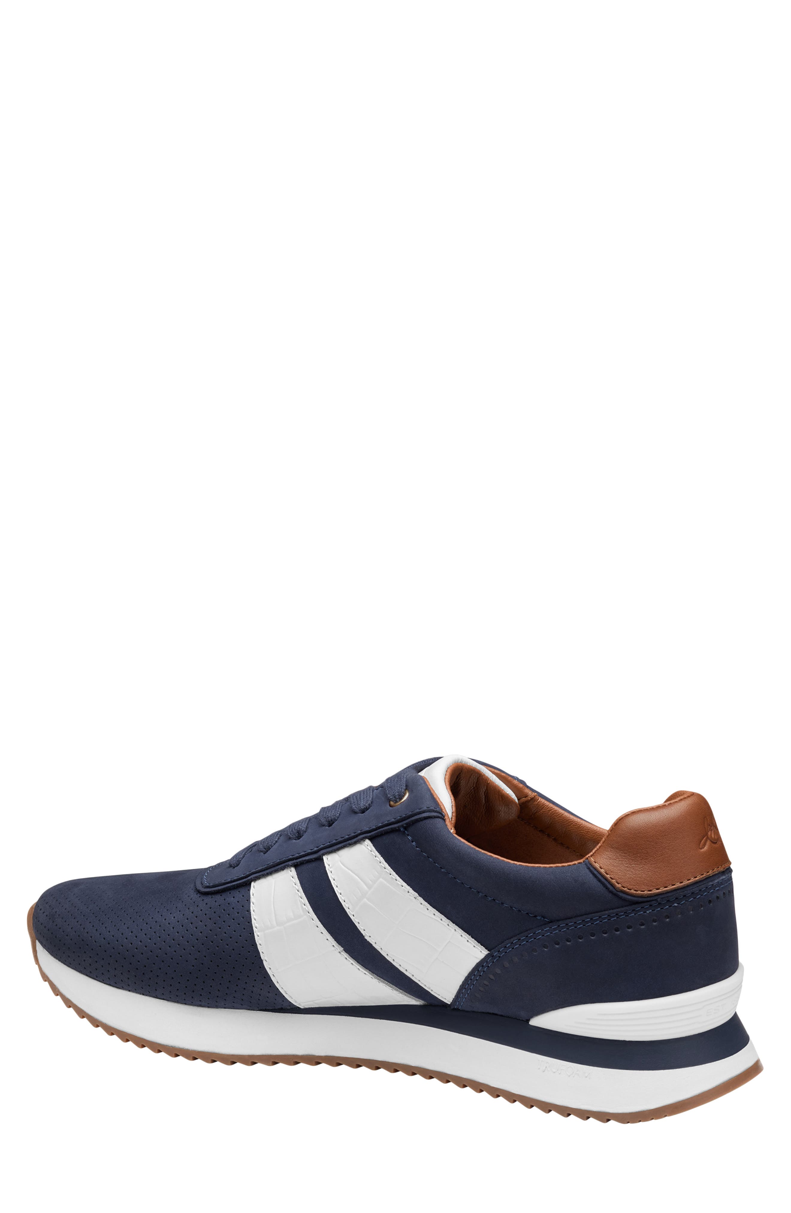 Morgan Sneaker, Alternate, color, NAVY NUBUCK/ WHITE CROC