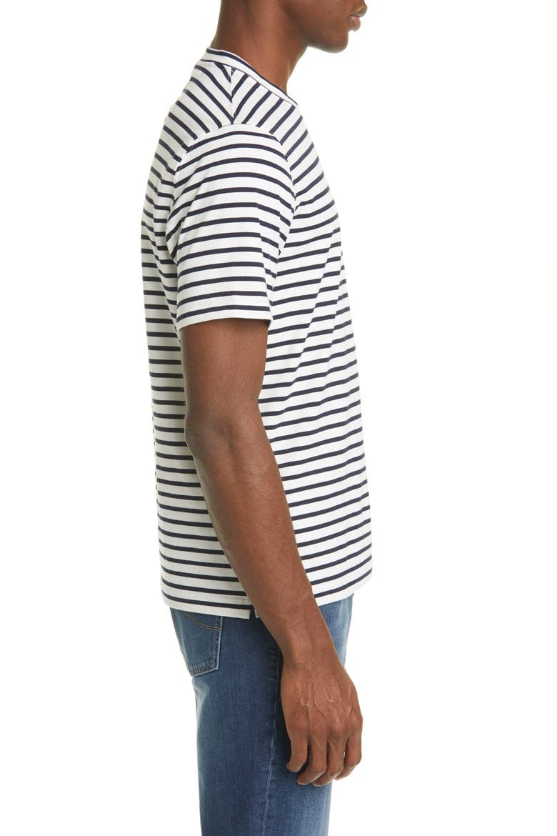 Stripe Cotton Crewneck T-Shirt, Alternate, color, WHITE/ NAVY