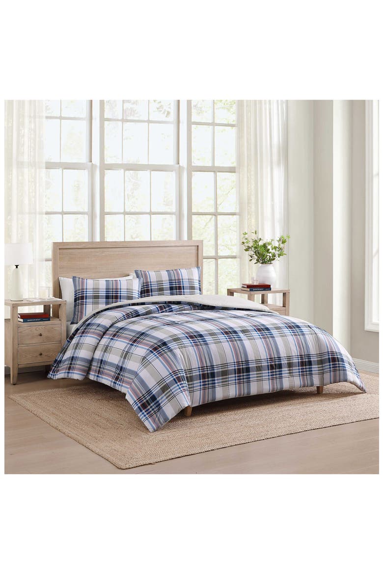 Waterbury Plaid Duvet Cover & Shams Set, Alternate, color, MEDIUM / DARK BLUE