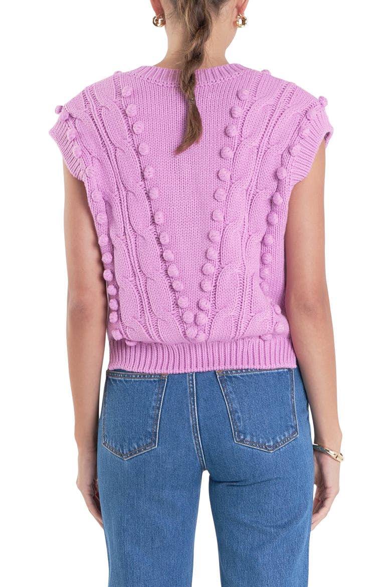 Pompom Cable Stitch Sweater Vest, Alternate, color, PINK