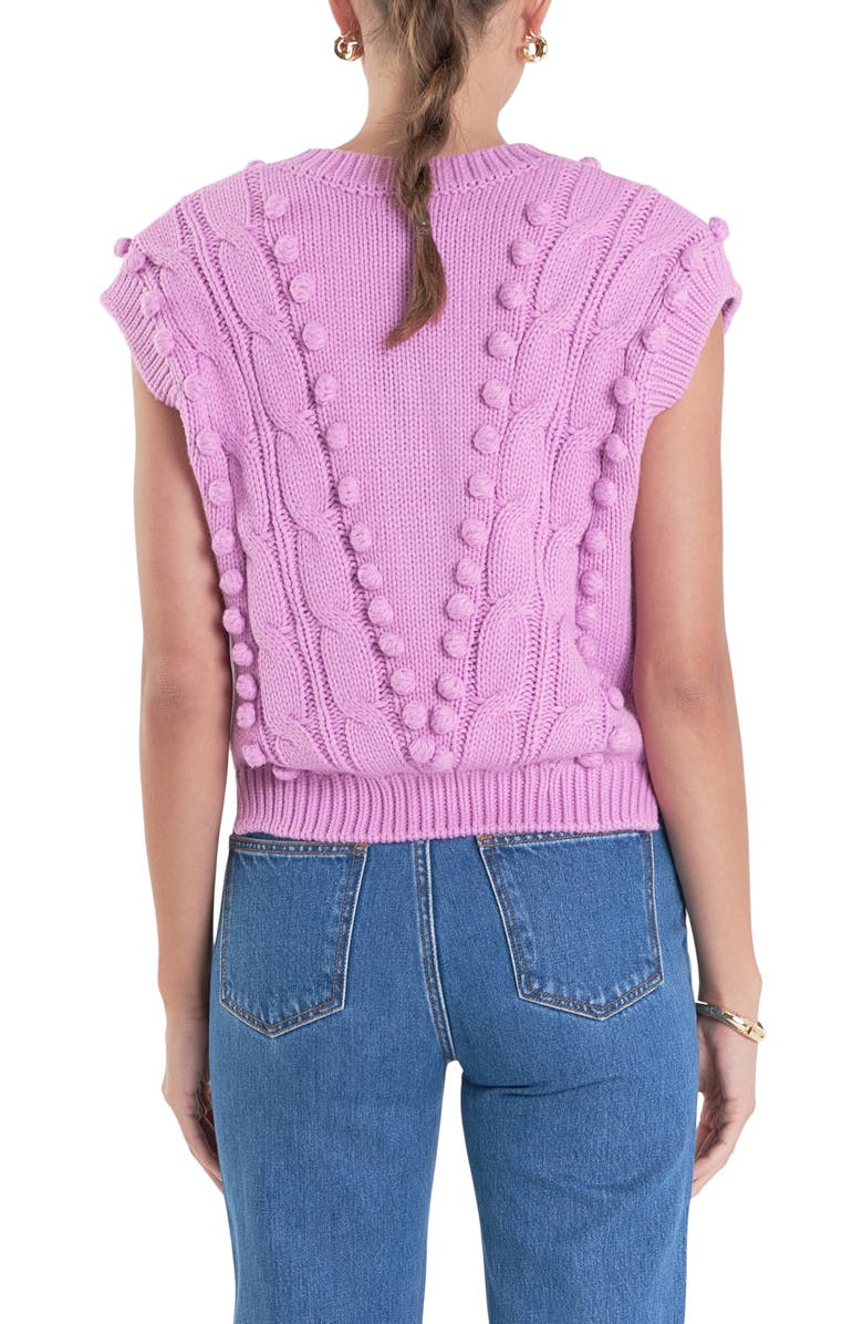 English Factory Pompom Cable Stitch Sweater Vest, Alternate, color, Pink