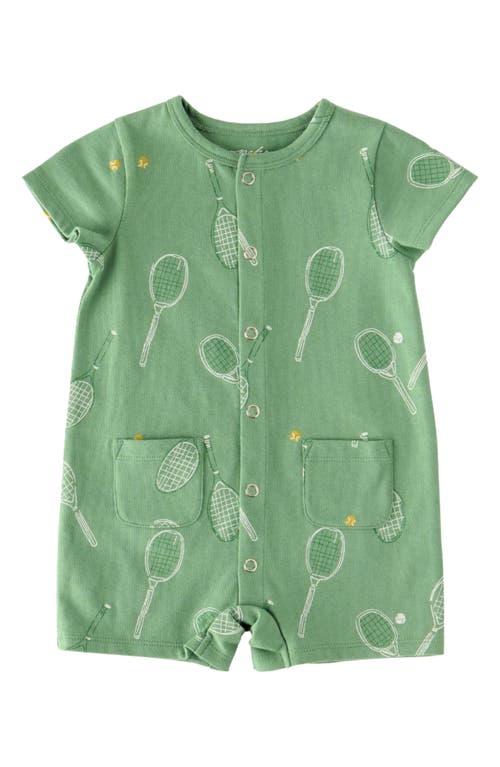 Pehr Octopus Oasis Patch Pocket Organic Cotton Romper In Green
