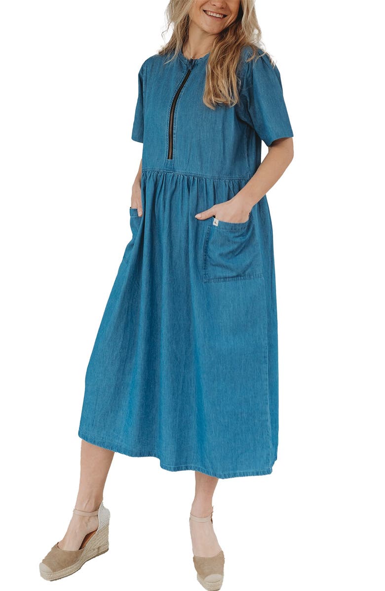 Turtledove London Organic Cotton Magda Short Sleeve Midi Dress, Main, color, 