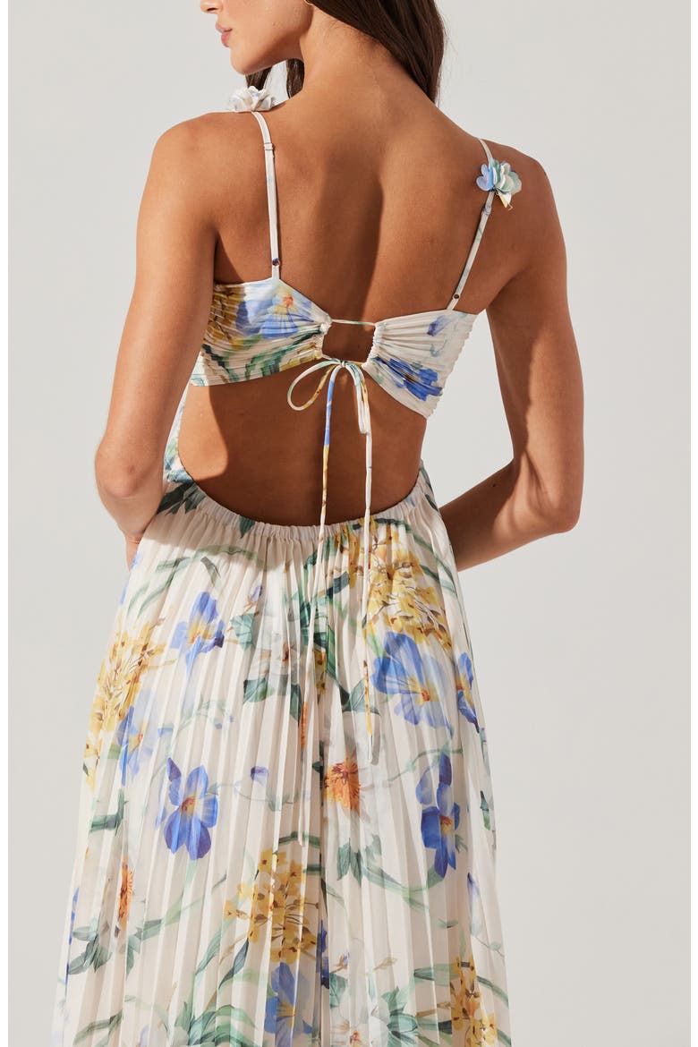 Emese Pleated Maxi Sundress, Alternate, color, WHITE/ BLUE MULTI FLORAL