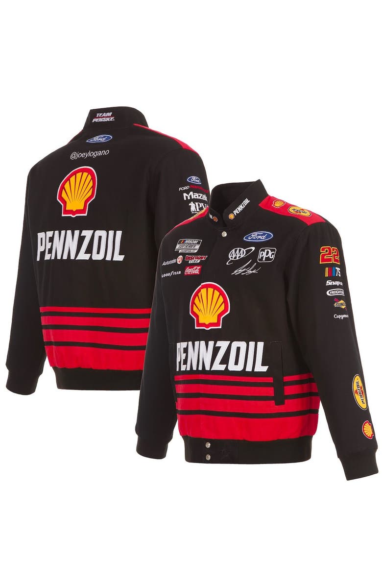 JH DESIGN Men's JH Design Black/Yellow Joey Logano Shell Pennzoil Twill Driver Uniform Full-Snap Jacket, Main, color, 