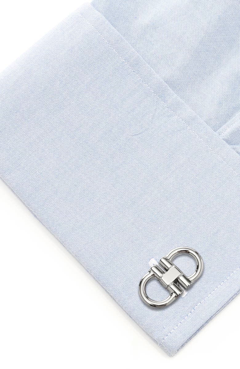 Cufflinks, Inc. Horsebit Stainless Steel Cuff Links & Studs Set, Alternate, color, Silver