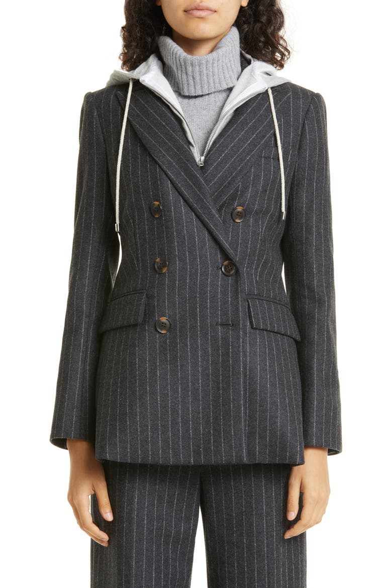 Ellette Chalk Stripe Stretch Wool Dickey Jacket, Main, color, CHARCOAL MULTI