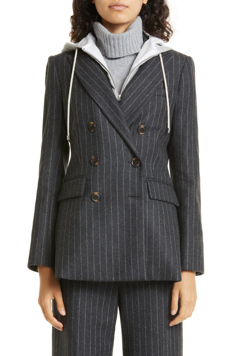 Veronica Beard Ellette Chalk Stripe Stretch Wool Dickey Jacket, Main, color,