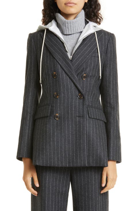 Ellette Chalk Stripe Stretch Wool Dickey Jacket