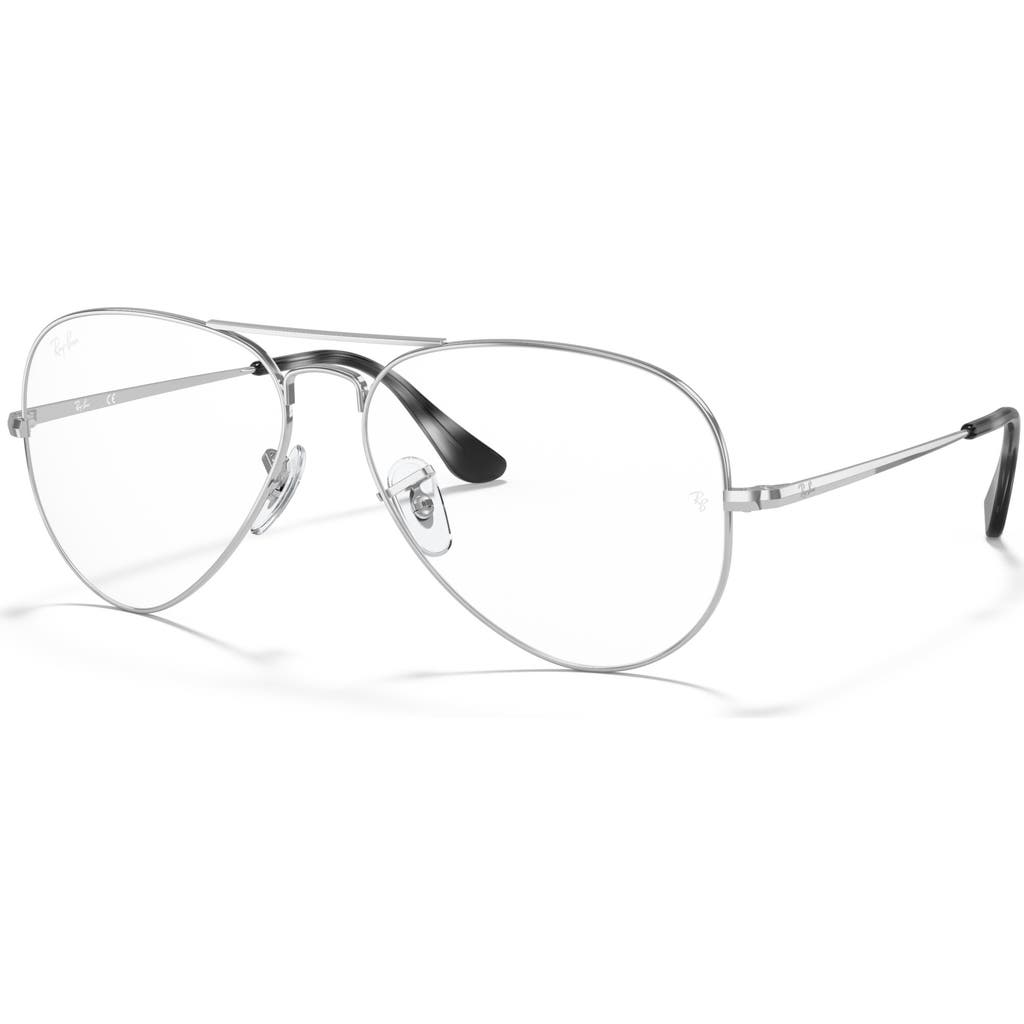Ray Ban Ray-ban 55mm Pilot Optical Glasses In Metallic
