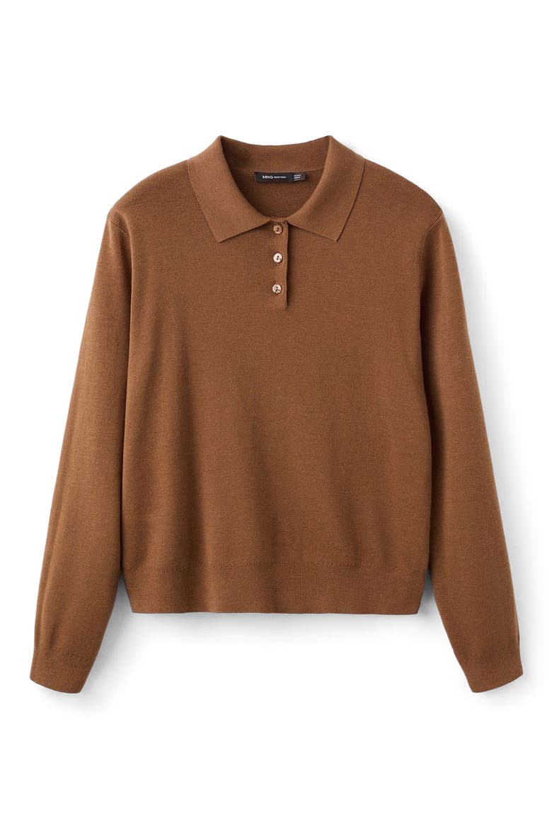 Wool & Cotton Polo Sweater, Main, color, TOBACCO BROWN