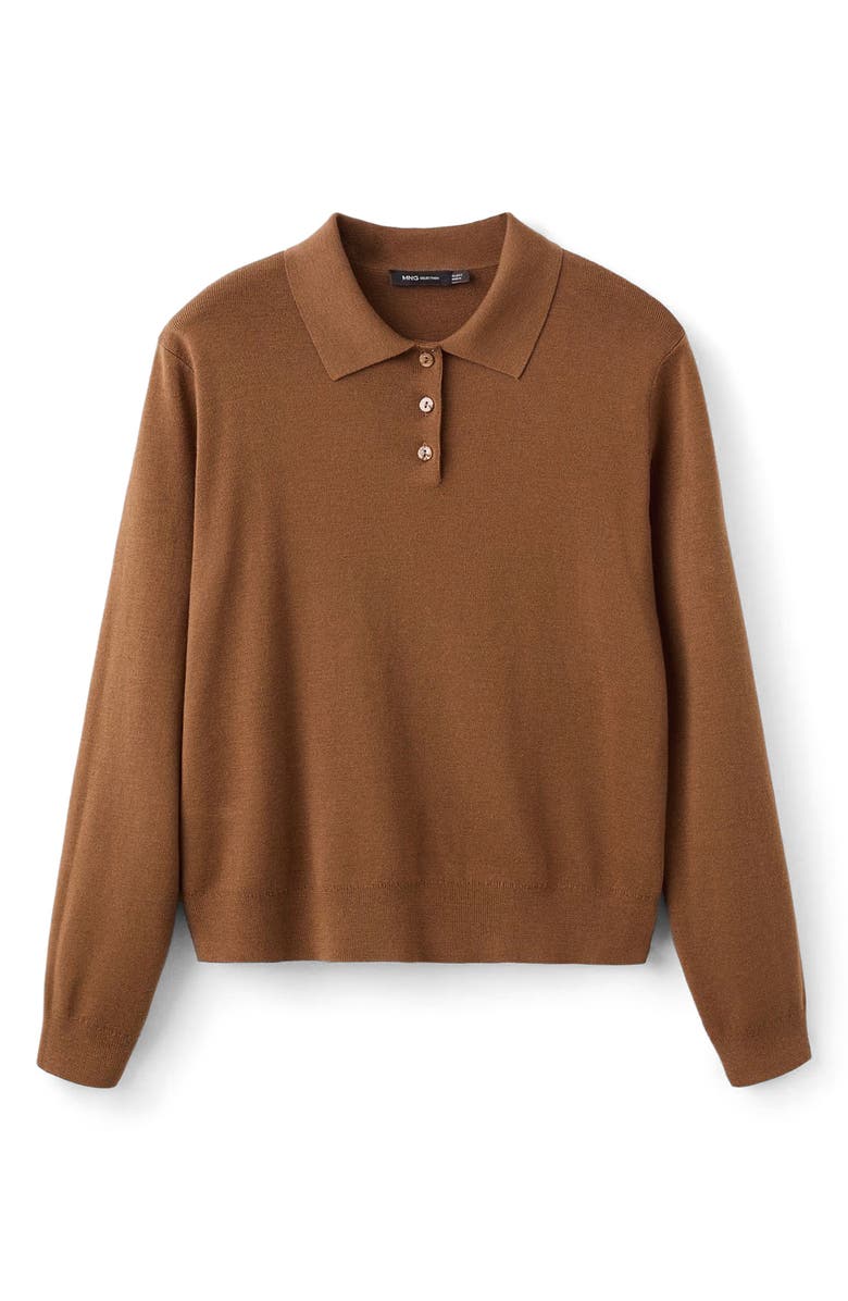 MANGO Wool & Cotton Polo Sweater, Main, color, 