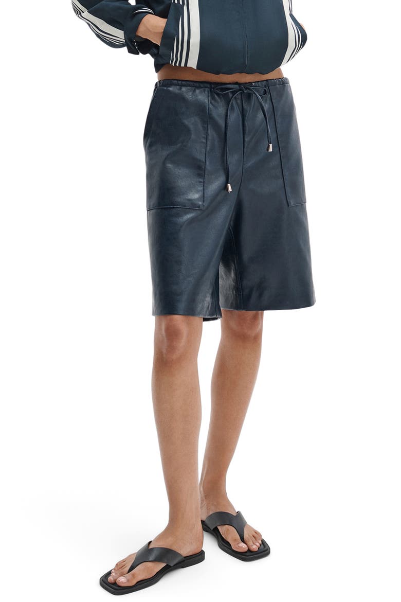 Claire Faux Leather Shorts, Main, color, NAVY