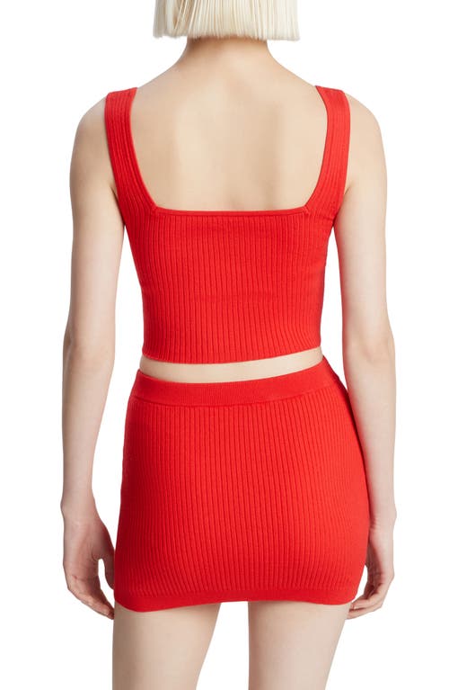 Bardot Sarita Crop Rib Tank In Deep Red