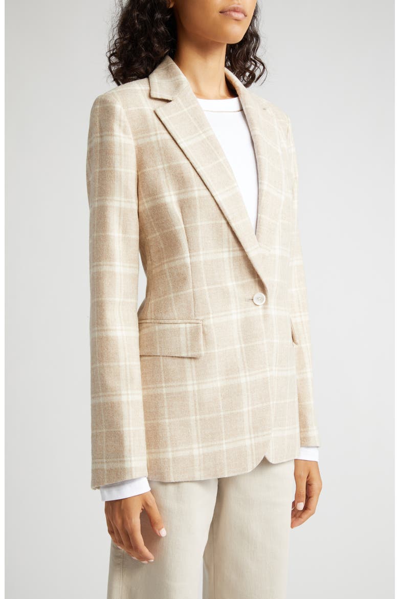 Plaid Wool Blend Blazer, Alternate, color, SABBIA