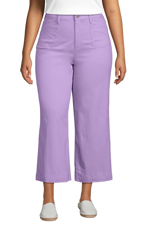 Lands' End Plus Size High Rise Patch Pocket Wide Leg Chino Crop Pants In Lilac Petal