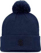 FANATICS Women's Fanatics Branded Deep Sea Blue Seattle Kraken Authentic Pro Road Cuffed Knit Hat with Pom