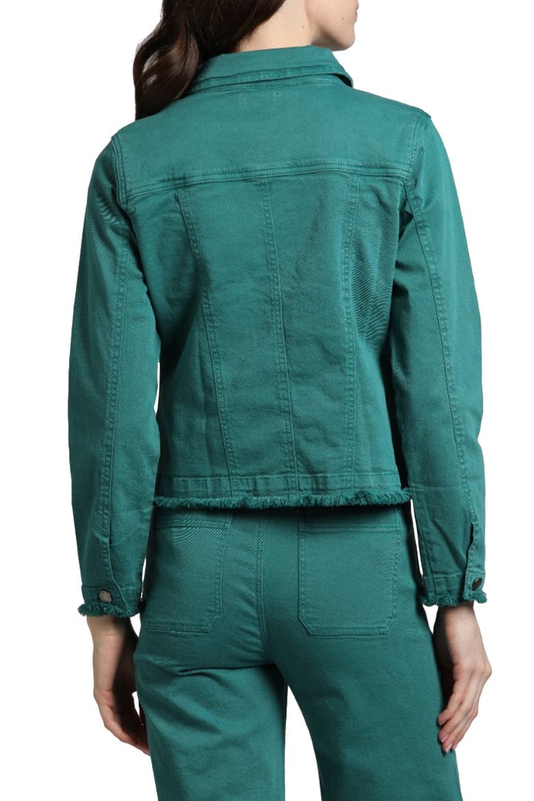 Frayed Denim Jacket, Alternate, color, FOREST GREEN