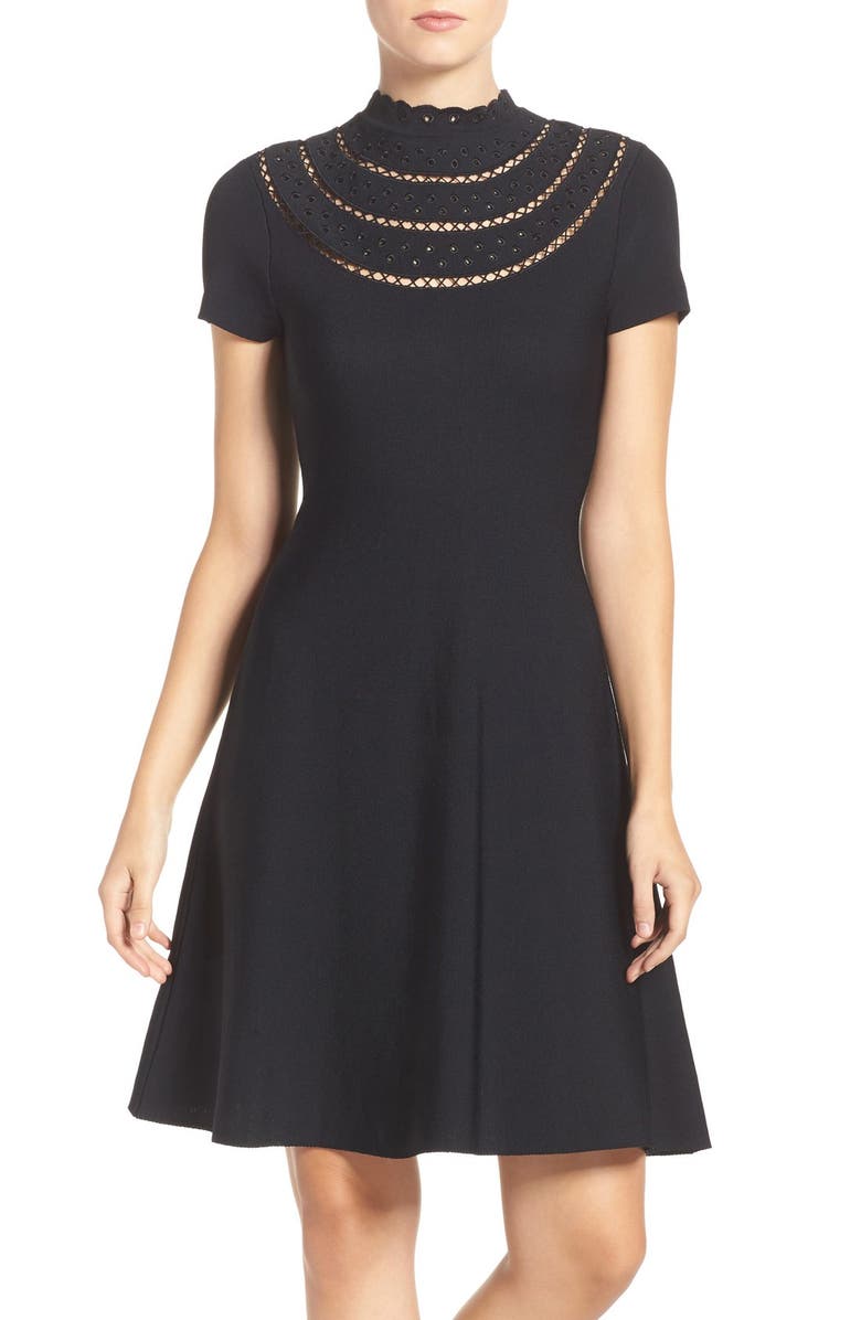 Eliza J Cutout Fit & Flare Dress, Main, color,