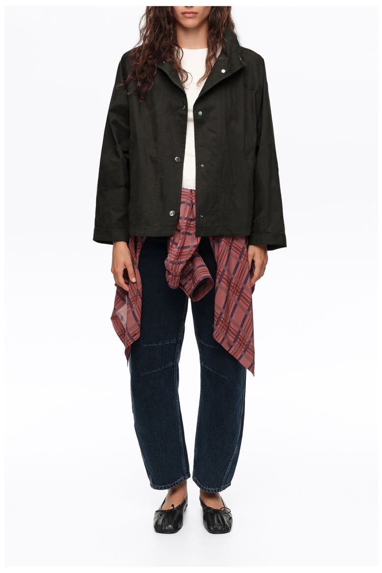 Short Batwing Trench Coat, Main, color, BLACK