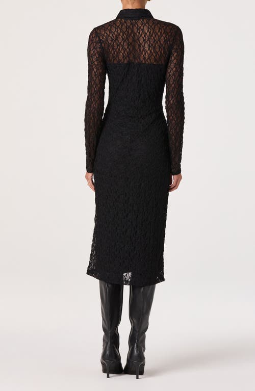 Astr The Label Collared Long Sleeve Lace Shirtdress In Black