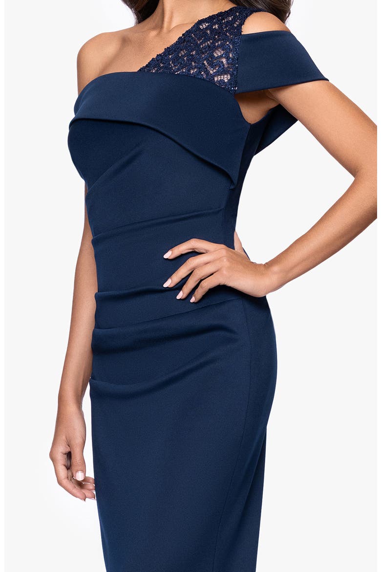 One-Shoulder Sheath Dress, Alternate, color, NAVY/ NUDE/ NAVY