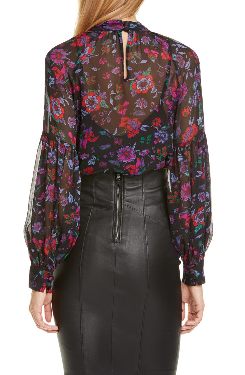Veronica Beard Harlem Floral Silk Blouse, Alternate, color, 