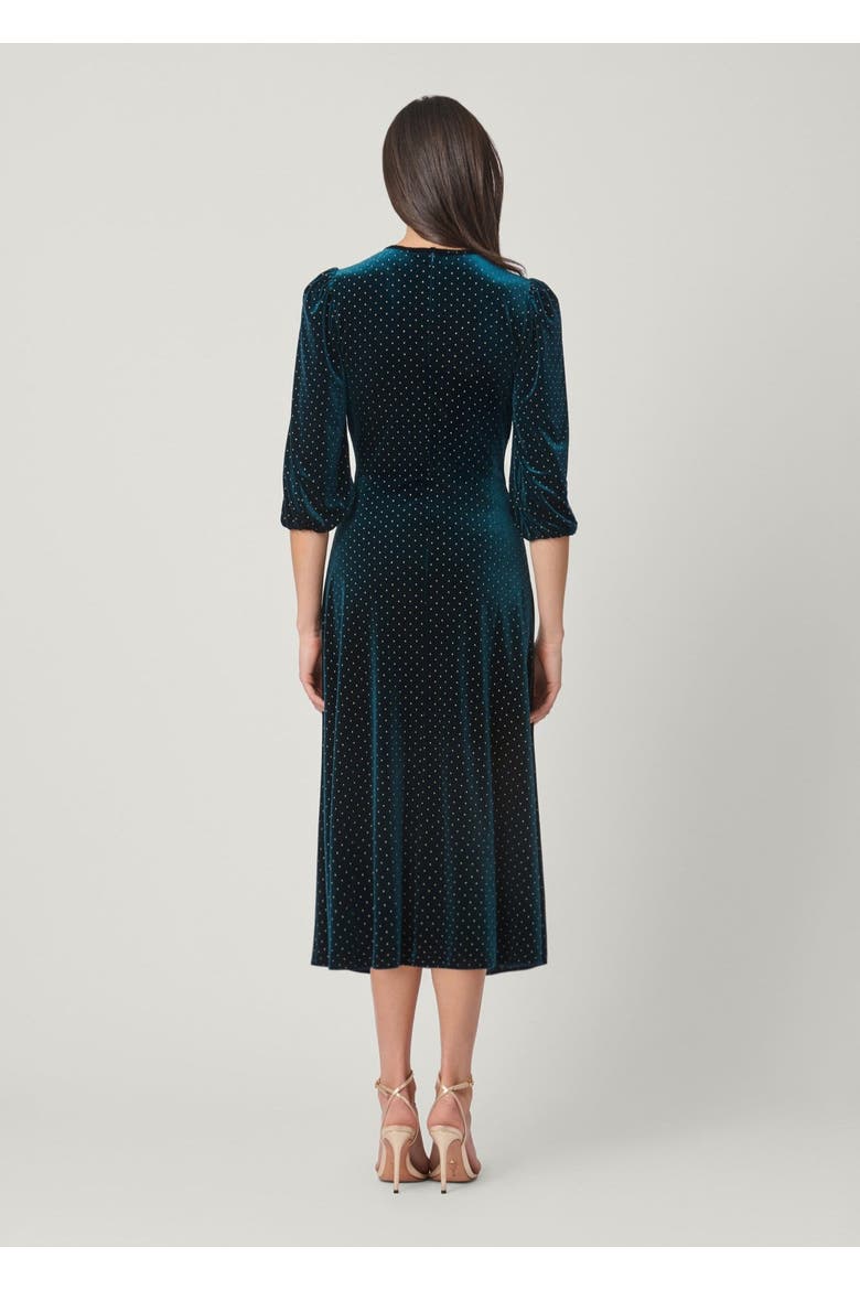 Luna Studded Velvet Dress, Alternate, color, Emerald