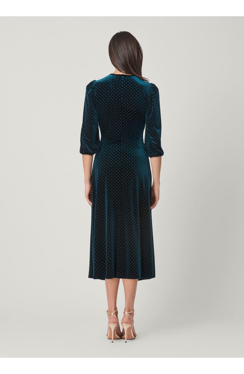 Shoshanna Luna Studded Velvet Dress, Alternate, color, Emerald