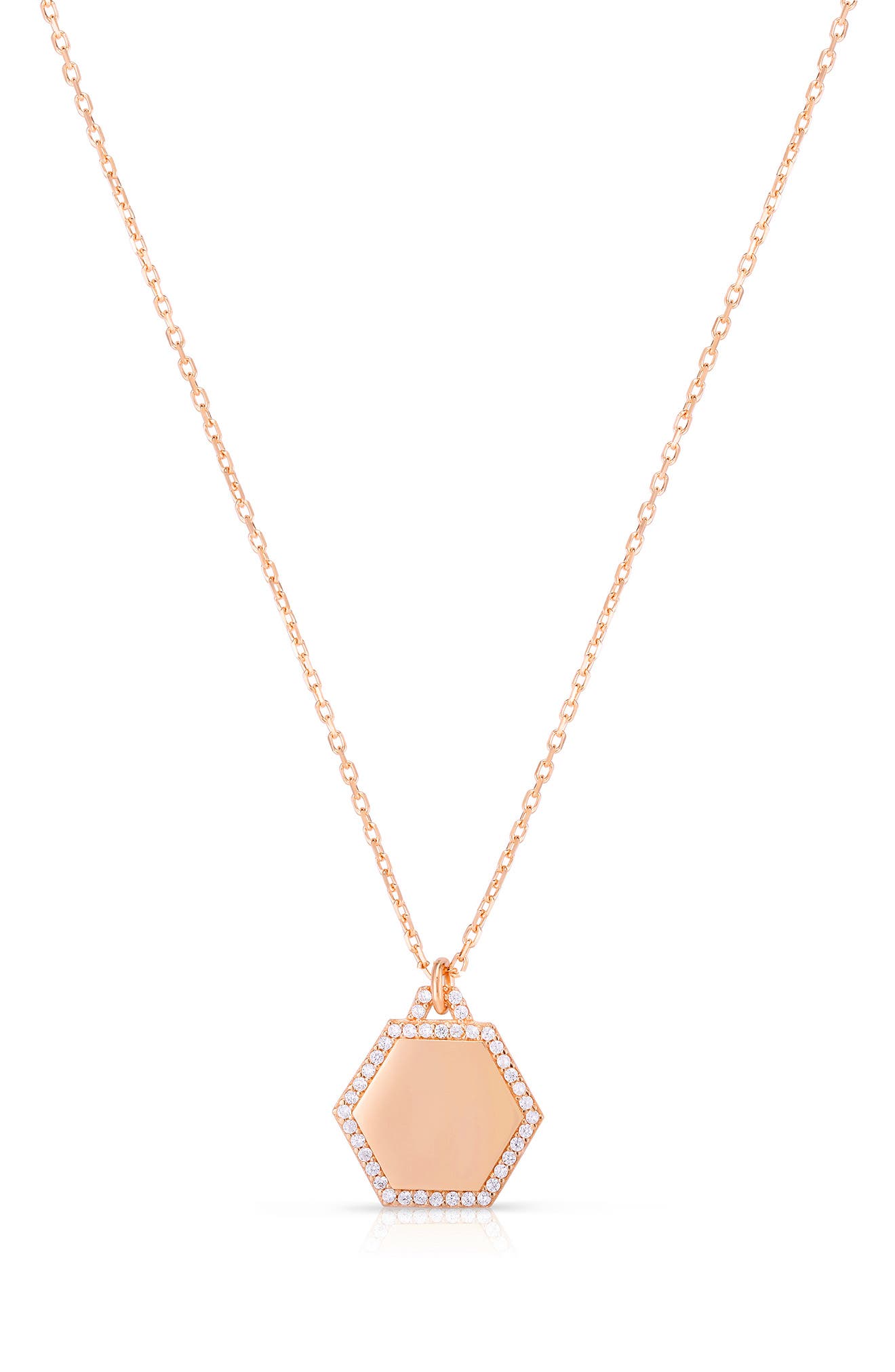 Gilded Hexagon Pendant Necklace