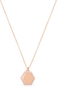 SPHERA MILANO Gilded Hexagon Pendant Necklace
