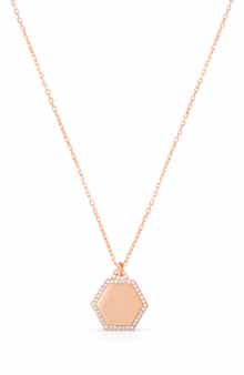 Gilded Hexagon Pendant Necklace